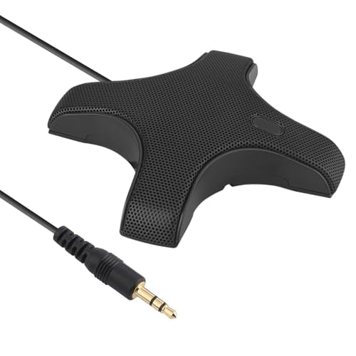 D14 Conference Microphone, PC Microphone with 360° Omnidirectional Condenser, Plug Play 35mm. Mic for Video Conference Recording Chatting Gaming Online Class Skype VoIP