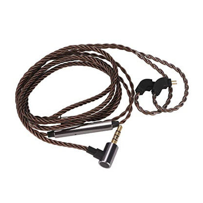 2 Pin 0.78mm Headphone Cable with Mic Replacement Headphone Cable Upgrade Cord with Volume Control Pre Shaped Earhook for IEM Music Calls