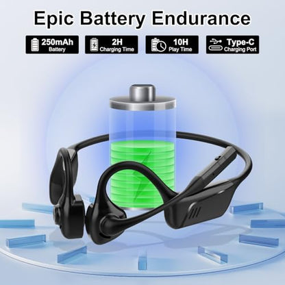 Open-Ear Bluetooth Wireless Trucker Headset with Microphone | Bluetooth Headphones with Noise Cancelling Mic , Wireless Headset with Mic for Work, Workout, Driving, Call - color: Black