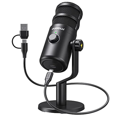 MAONO PD100U USB Dynamic Microphone, Podcast Recording Mic with Gain Knob | Plug & Play, Desktop Stand, Metal Structure, Cardioid Studio PC Computer Mic for Streaming, Vocal, Studio, Content Creation