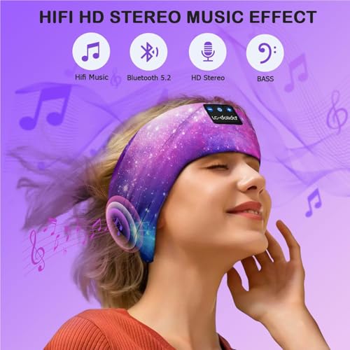 LC-dolida Sleep Headphones Bluetooth 5.4, Headband Headphones Earphones Wireless, Sleep Mask for Gifts,Workout,Jogging,Yoga(Purple) - color: Purple