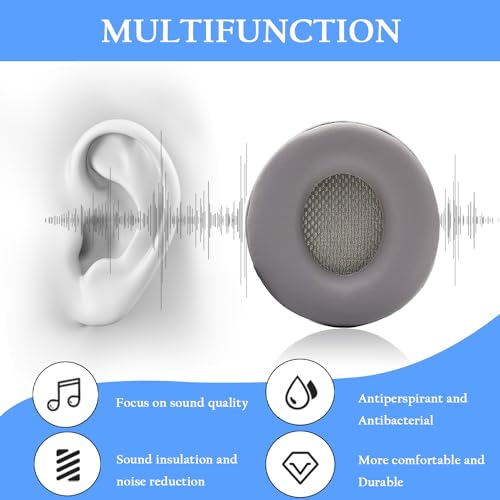 Adhiper Solo Pro Replacement Earpads for Beats Solo Pro Headphones (Grey) | Protein Leather Ear Pads,Noise Isolation Memory Foam Ear Cushion ,Durable ,Anti-Sweat,Soft and Comfortable - color: GRAY