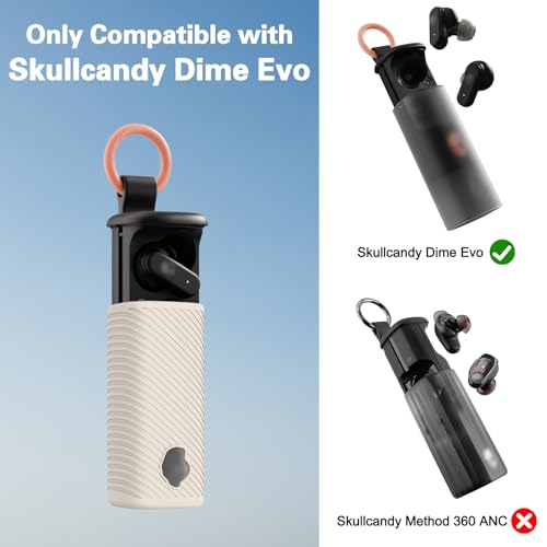 for Skullcandy Dime Evo Case Cover, Soft Silicone Protective Earbuds Case, Only Compatible with Skullcandy Dime Evo with Cleaner Kit Accessories Set(Off-White) - color: Off-White