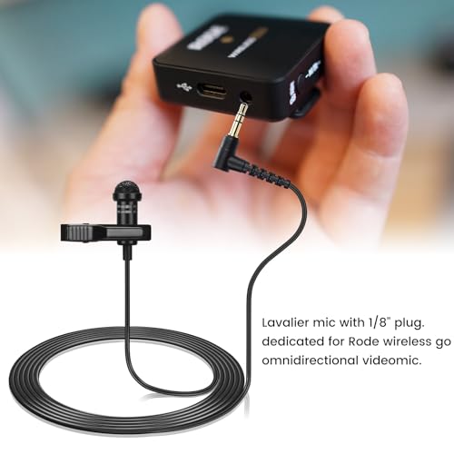 2-Pack Lavalier Microphone for DJI Mic 2 and Rode Wireless Go 2 Transmitter | 90 Degrees L-Shaped 3.5mm Omnidirectional Lapel Lav Mic for Vlog Interview