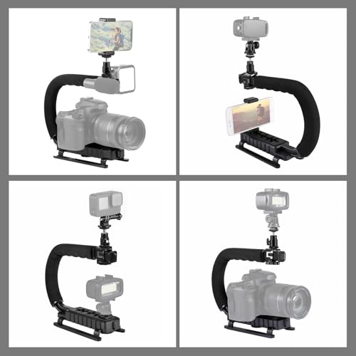 PULUZ U/C Shape Video Action Stabilizing Handle Grip Handheld Stabilizer Kit with Phone Clamp & Quick Release Buckle & Long Screw for Canon Sony Nikon Cameras and Home DV Camera Smartphones - style: stabilizer kits 1