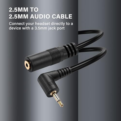 Right Angle 2.5mm Audio Aux Cable,90 Degree 2.5mm Male to Female TS Mono Audio Extension Cable for Smartphone,Headphone,Mp3 Player（0.3M）