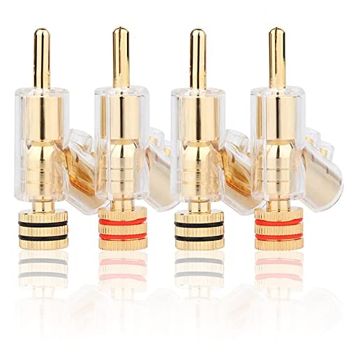 HiFi Banana Plugs Speaker Connectors Screw Locking Banana connectors Gold Plated Speaker Plugs -2Pairs / 4 pcs - color: Gold