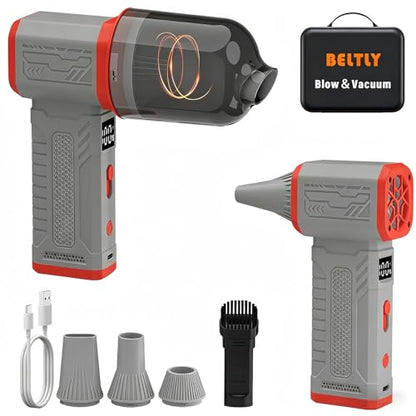 FT08 Compressed Air Duster, 1-10 Stepless Speed Adjustable | Powerful Electric Dust Blower with Display , 130000RPM Brushless Motor, Jet Fan for Keyboard PC Car Outdoor, Gray, 2-in-1 - color: Gray, 2-in-1