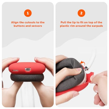 WC ShellZ Max - Protective Shell Covers for AirPods Max 1 & 2 | Made by Wicked Cushions | Made with Premium Silicone | Red - color: Red