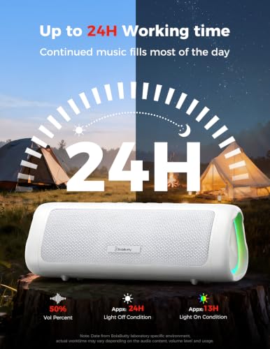 Bluetooth Speaker, 20W HD Sound, Portable Wireless, IPX5 Waterproof, Up to 24H Playtime, TWS Pairing, for Home/Party/Outdoor/Camping/Beach Essentials, Electronic Gadgets, Birthday Gift (White) - color: White