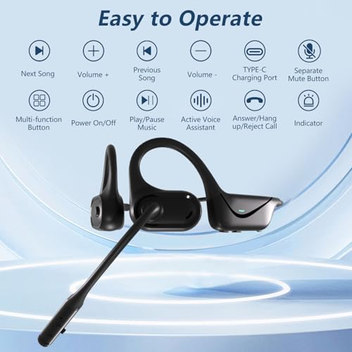 BANIGIPA Bluetooth 5.4 Headset with Microphone, Open Ear Headphones w/Mic