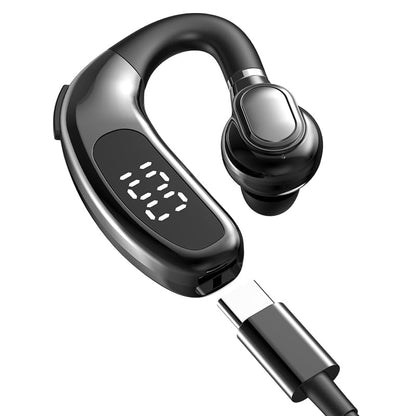 Single Ear Bluetooth Headset with Noise Canceling Microphone, 24H Talk Time Hands-Free Wireless Earpiece for Driving, Office (Black) - color: Black