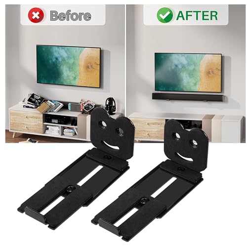 Adjustable Soundbar Mount, Holds 25 lbs, Universal Sound Bar Bracket | Removable, Lockable, Adjustable 3.4-5.2 inches, Metal, Anti-Slip, Wall Mount for TV - color: Adjustable-2 (3.4"-5.2")