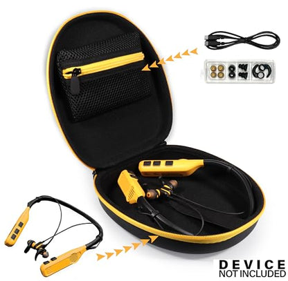 Case Compatible with DEWALT Neckband Headphones and 2-in-1 Neckband Headphones w/Built-in Speakers (Black with Yellow Zip) - color: Black with yellow zip