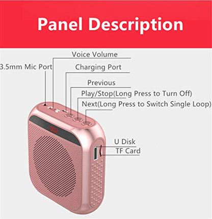 Portable Voice Amplifier with Wired Microphone Headset Rechargeable PA System Speaker Personal Microphone Speech Amplifier Power Amplifiers Loudspeaker for Teachers/Metting/Tour Guide (White) - color: White