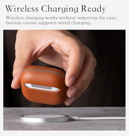Edge Series - Leather Case for AirPods 4th Generation - Brown | Artisan Hand-Wrapped Case - Top Grain Leather - Microfiber-Lined Scratch Protection - Compatible with Wireless Charging - color: Brown, size: Edge Series