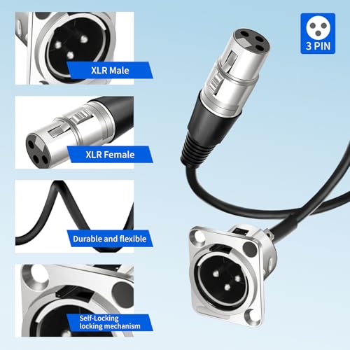 for XLR Panel Mount XLR Plate Solderless 3 Pin Patch Bay Cable (M to F) | [New Version 2026],for Audio Equipment, Mixers, Studio, Box Connector, Studio, Wall Plate Solderless With Screws Nuts - style: M to F