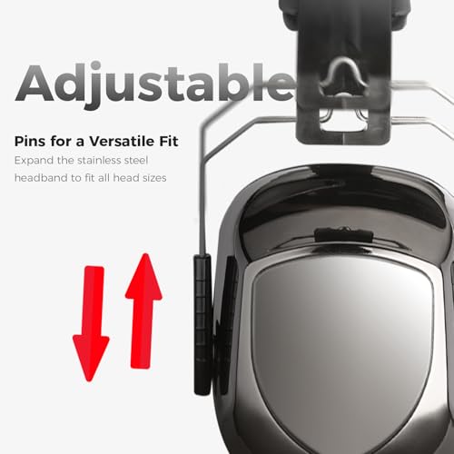 ProCase NRR 28dB Noise Reduction Ear Muffs, Foldable Adjustable Noise Cancelling Headphones - color: 1 - Metalic Black