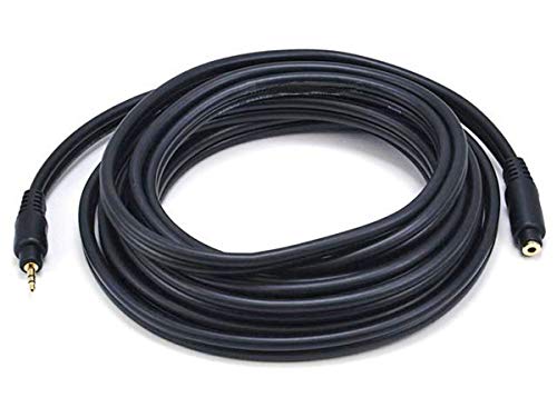 Monoprice 15ft Premium 3.5mm Stereo Male to 3.5mm Stereo Female 22AWG Extension Cable (Gold Plated) - Black - size: 15ft