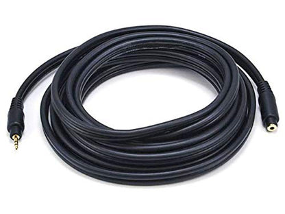 Monoprice 15ft Premium 3.5mm Stereo Male to 3.5mm Stereo Female 22AWG Extension Cable (Gold Plated) - Black - size: 15ft