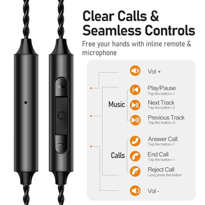 Audiovance Vibes 202ML HiFi 유선 이어버드, 아이폰 14/13/12/11/X, 프로 맥스용 | 마이크가 있는 인이어 헤드폰, 선명한 사운드, 딥 베이스, 소음 차단 이어버드, 실버 도금 코드, 편안한 핏, 케이스 - color: 9-퍼플.