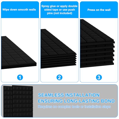 2 Pack Acoustic Foam Panels - 48"×24"×2" Sound Proof Foam Panels for Walls, High Density Black Sound Deadening Absorbing Foam Panels for Home Office Recoding Studio - color: 2Pack Mushroom-shaped