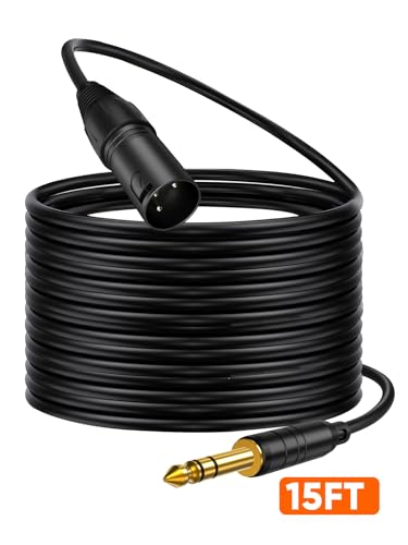 1/4" to XLR 3Pin,6.35mm TRS to XLR Male Balanced Microphone Patch Cable | Quarter inch TRS Plug to XLR For Amplifiers,Mixer,Speaker,Guitas,Studio Monitor,3~50ft - size: 15FT-1pcs