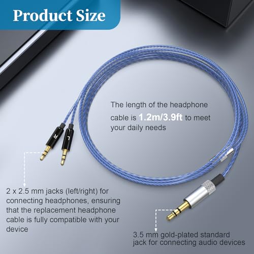 Sol Republic Cable Compatible with Sol Republic Master Tracks HD, HD2, Sol Republic V8, V10, V12, X3 Headphone, Sol Republic Replacement Cable for iPhone, Android Phone, 3.9ft