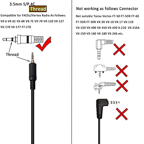 HYS Security Radio Surveillance Headset Earpiece with Clear Acoustic Coil Tube Earbud Audio Kit for YAESU/Vertex Radio VX-6 VX-7E VX-120 VX-127 Alinco Icom (3.5mm S/P 4C Thread)