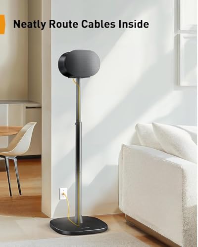 Perlegear Speaker Stand for Sonos Era 300, Adjustable Height 33”-42”, Sonos Era 300 Surround Sound Speaker Stand, Floor Speaker Stand Supports up to 13.2 lbs with Cable Management, Pair - size: Black