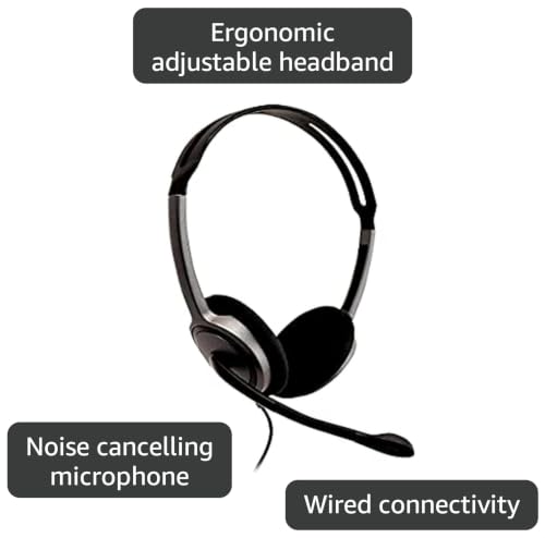 V7 HA212 Lightweight Stereo Headset with Microphone - Black & Grey