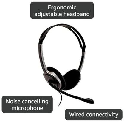 V7 HA212 Lightweight Stereo Headset with Microphone - Black & Grey