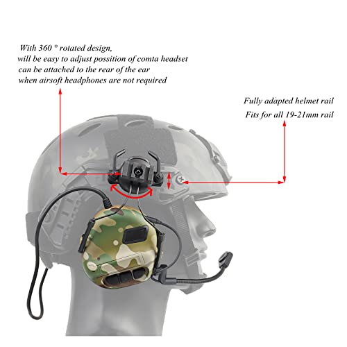 Helmet Mode Tactical Shooting Headset + with U94 PTT 2pin with ARC Rail Adapter Noise Reduction & Sound Pickup Ear Protection (CP) - color: CP