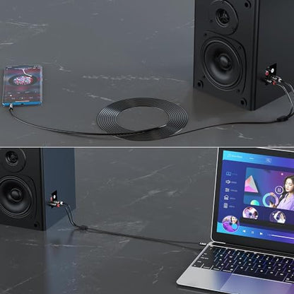 J&D 3.5mm to RCA Cable, Gold-Plated 3.5mm Male to 2RCA Male Stereo Audio Adapter, Heavy Duty Shielded Aux Cable for Home Theater, Speakers, Turntable, TV, Soundbar, 2 Feet - size: 2 Feet