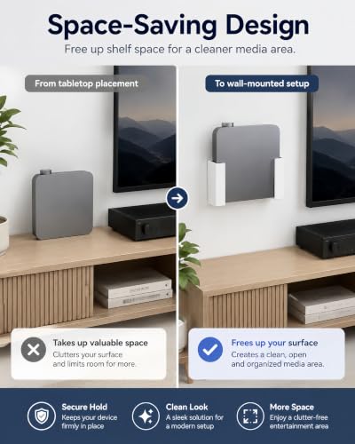 Wall Mount Bracket Compatible with WiiM Amp Audio Amplifier, Space-Saving Audio Receiver Holder, Secure Home Audio System Wall Installation Stand for Media Setup