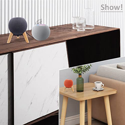 Real Wood Stand for Homepod mini smart Speaker,Desktop Bracket (White Oak) | wooden tripod with metal frame,safe stable holder mount with anti-slip silicone pad protects home pod mini on table - color: White Oak