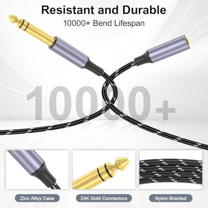 3.5mm to 1/4 Headphone Adapter Cable, TRS 6.35mm 1/4 Male to 3.5mm 1/8 Female Stereo Jack Audio Adapter for Amplifiers, Guitars, Keyboards Pianos, Home Theaters, Mixing Consoles, Headphones - 12 inch