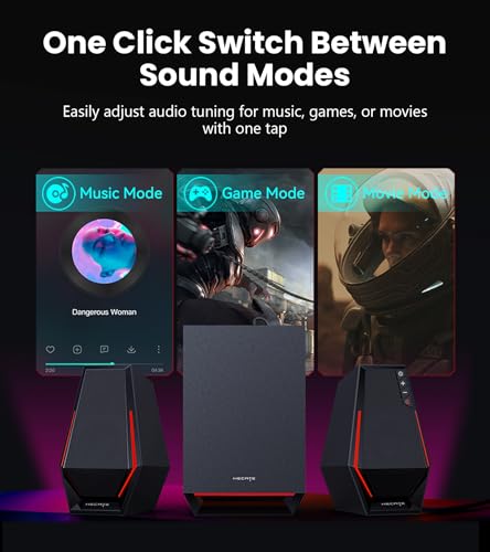 Edifier G1500 MAX 2.1 RGB Light Gaming Speakers with 4" Wood Subwoofer | 60W Peak Power, 4" Subwoofer & 2.5" Satellite Speakers, Bluetooth 5.3 & Multi-Wired Connections, 3 Sound Modes