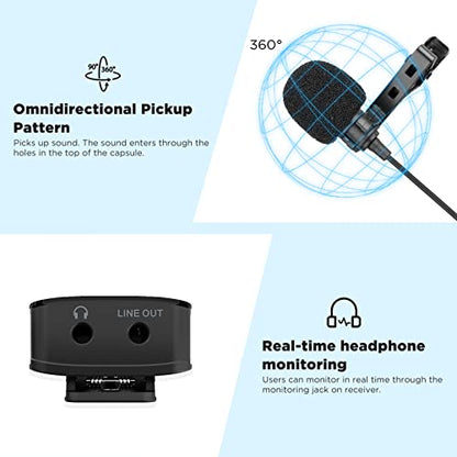 BOYA by-XM6 Wireless Lavalier Microphone, 328ft Range, 2.4GHz Wireless Microphone for Camera Phone Video Recording Facebook Live YouTube, Tiktok, Vlogging, Interview Podcast - size: 3.5mm Jack(RX+TX)