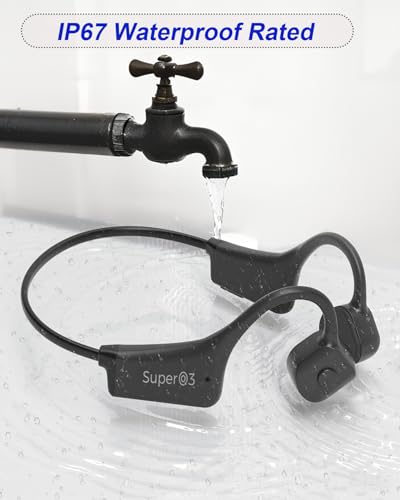 Bone Conduction Headphones IP67 Waterproof Wireless Bluetooth 5.2 Headset w/Dual CVC8.0 Noise-Canceling Mics Soft Silicone Sport Earphones for Running/Gym/Calls - color: Black