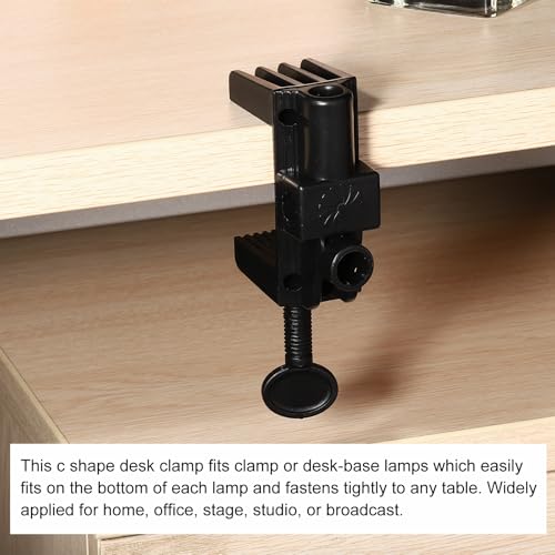 Generic 0.51" Hole Dia. Desk Clamp, 4 Pcs Plastic Adjustable Universal C-Clamp Base for Microphone Mic Arm Table Lamp Gooseneck Mount Holder, Black