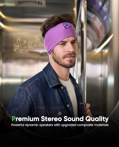 Perytong Sleep Headphones Wireless, Bluetooth 5.4 Sports Headband Headphones with Ultra-Thin HD Stereo Speakers Perfect for Sleeping, Workout, Jogging, Yoga, Insomnia, Air Travel, Meditation (Violet) - color: Violet