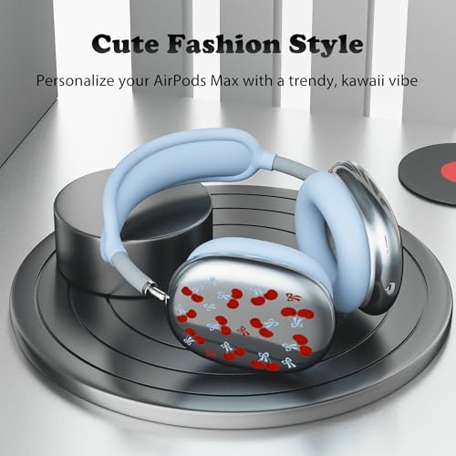 for AirPods Max Headphones Bow Cherry Ear Covers for AirPods Max 2 - color: Cherry Bow H/Blue
