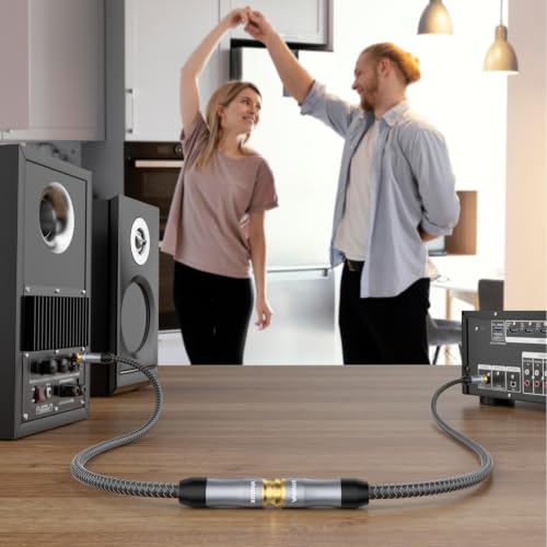 VANAUX Subwoofer Extension Cable,Male to Female Coaxial Cable,RCA Digital Audio Cord 75 ohm Gold-Plated with Braided Jacket for Home Theater,TV,Amplifier, Speaker(2ft/0.6m) - size: 2ft/0.6m, style: Male to Female-Grey