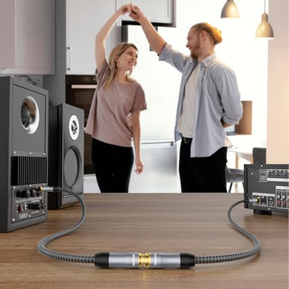 VANAUX Subwoofer Extension Cable,Male to Female Coaxial Cable,RCA Digital Audio Cord 75 ohm Gold-Plated with Braided Jacket for Home Theater,TV,Amplifier, Speaker(2ft/0.6m) - size: 2ft/0.6m, style: Male to Female-Grey