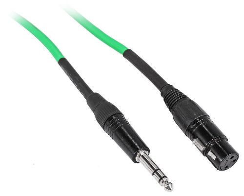 Rockville RCXFB10G Green 10 ft Female XLR to 1/4" TRS Balanced Cable - color: Green