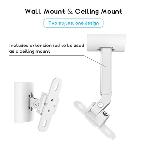 Wall and Ceiling Mount for Bose 161, 151 SE Environmental Speakers, Multiple Tilt & Swivel Adjustable Mounting Bracket Compatible with Model Bose 100 Speakers, Single White - color: White