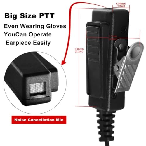 3'2 Wire Earpiece Mic Headset Mic Acoustic Tube Noise Reduction Reinforced Compatible with Motorola XPR 3000 XPR 3000e XPR 3300 XPR 3300e XPR 3500 XPR3500e XIR P6600 Noise Reduction Two Way Radio | Compatible for XPR 3000 XPR 3000e XPR 3300 XPR 3300e XPR