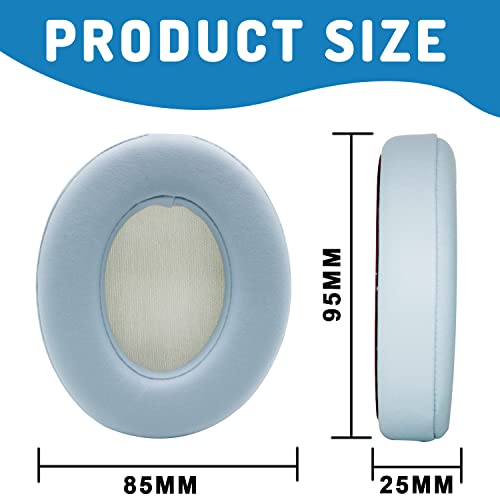 Studio 2/3 Earpads Replacement Ear Pads Cushion Cover Compatible with Studio 2.0 Wired/Wireless & Studio 3.0 B0500 B0501 Over-Ear Headphones (Crystal Blue) | Soft Protein Leather & Memory Foam Earpad Replacement, Ear Cushions Fit Studio3 & Studio2, Replac