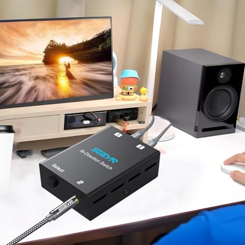 SGEYR Audio Switcher 3.5mm Bi-Direction Switch 2-in-1 Out/ 1-in-2 Out Audio Stereo Mixer Mini Sound Mixer for PC Versatile Connectivity